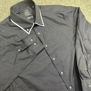 Lindbergh 1927 Slim Fit Button-Up Shirt XXL Blue Striped Contrast Collar